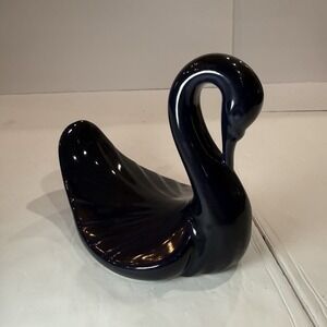 Vintage Aqua Swan Mid Century Modern Cobalt Blue Ceramic Decor Grandma Core 60s
